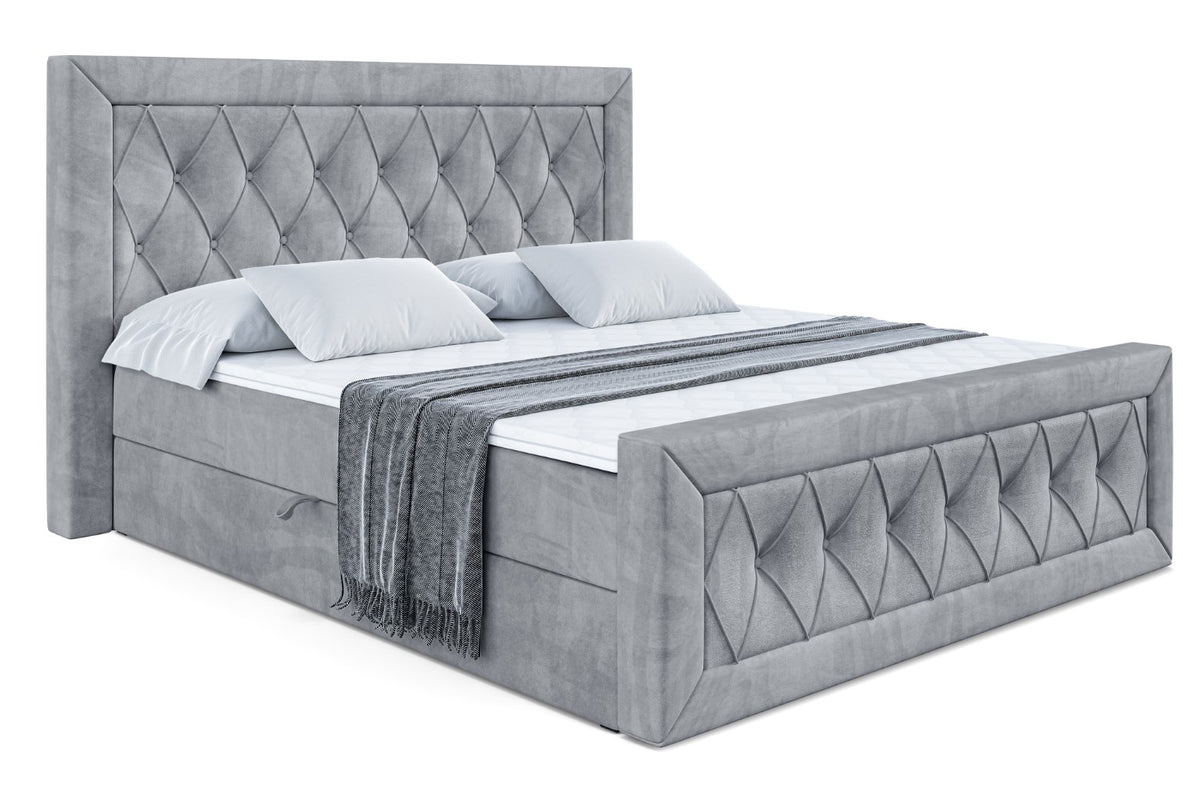 Łóżko boxspring NOEL-Z welur, Szary - Casablanca 2314 / 120x200 cm / H4