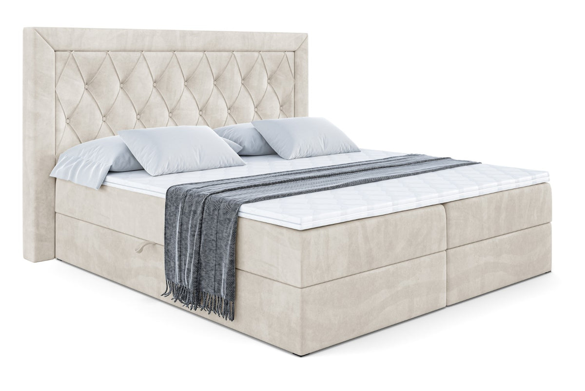 Łóżko boxspring NOEL welur, Beżowy - Casablanca 2301 / 120x200 cm / H3