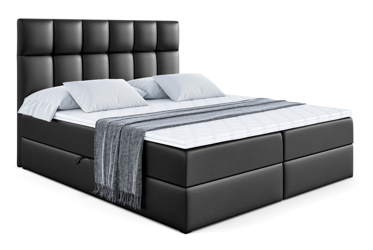 Łóżko boxspring RICAR ekoskóra, Czarny - Soft 11 / 120x200 cm / H4