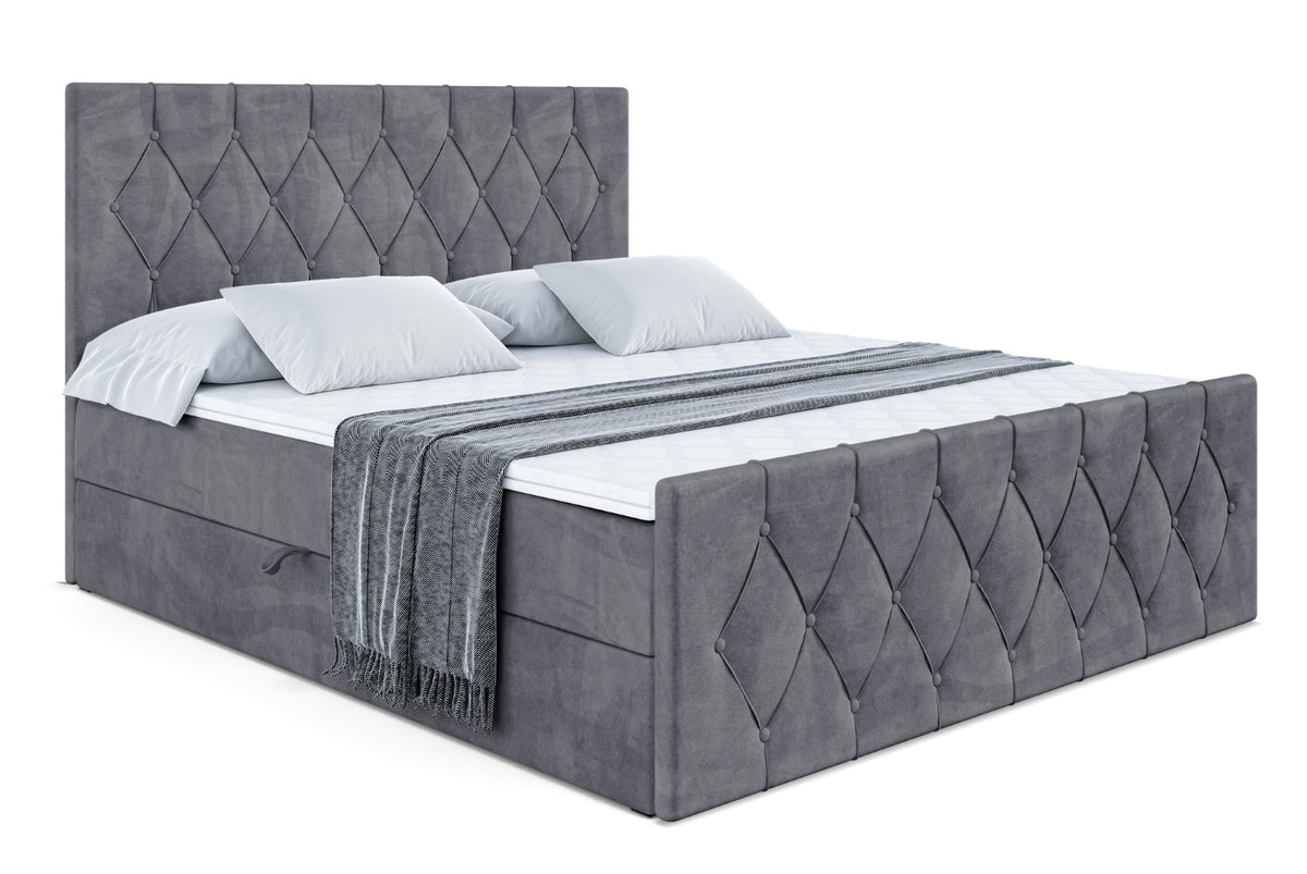 Łóżko boxspring VELANTO welur, Ciemnoszary - Casablanca 2315 / 120x200 cm / H4