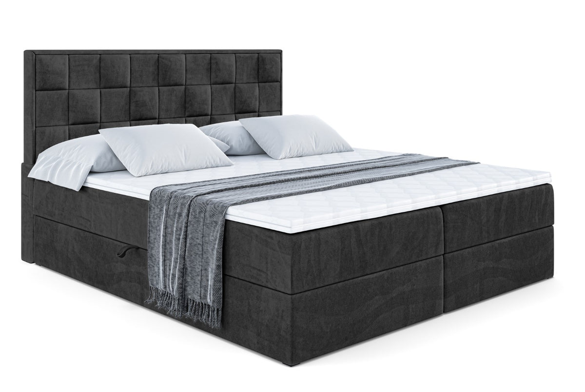 Łóżko boxspring ZAFIRA-BZ welur, Czarny - Casablanca 2316 / 120x200 cm / H3