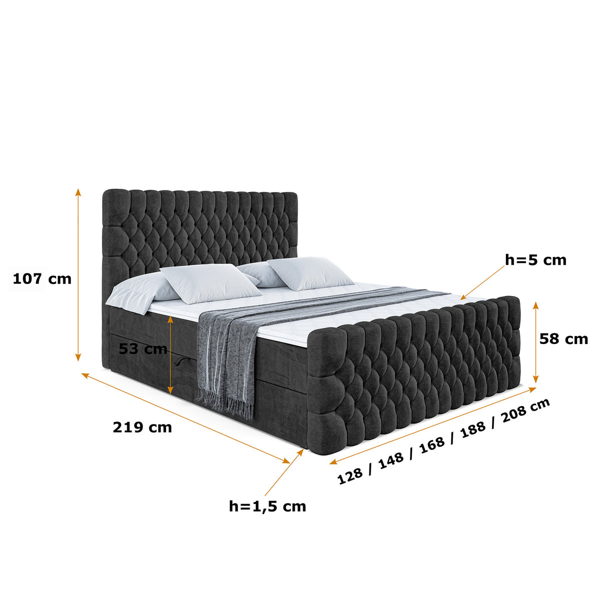 Łóżko boxspring SERENE-Z welur