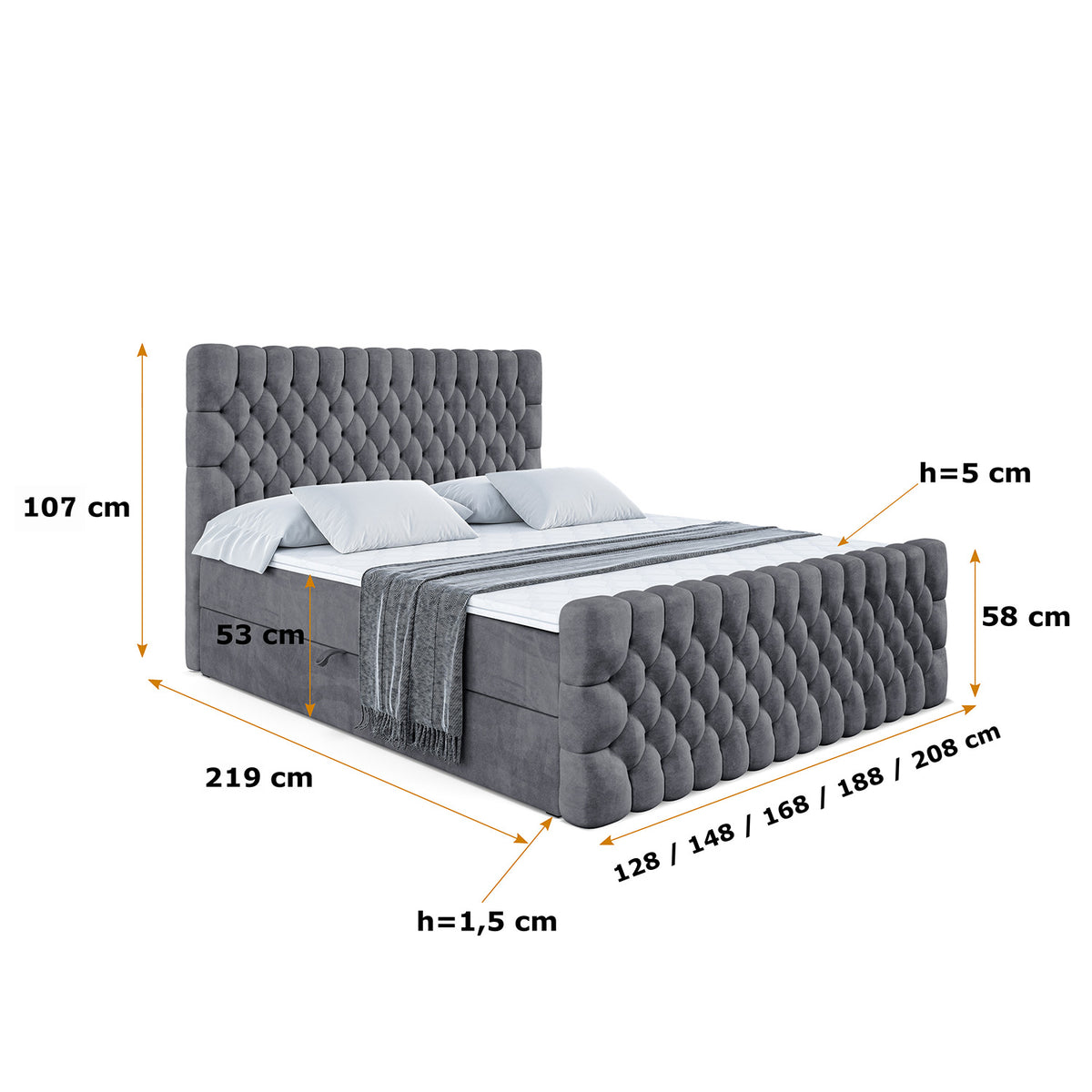 Łóżko boxspring SERENE-Z welur