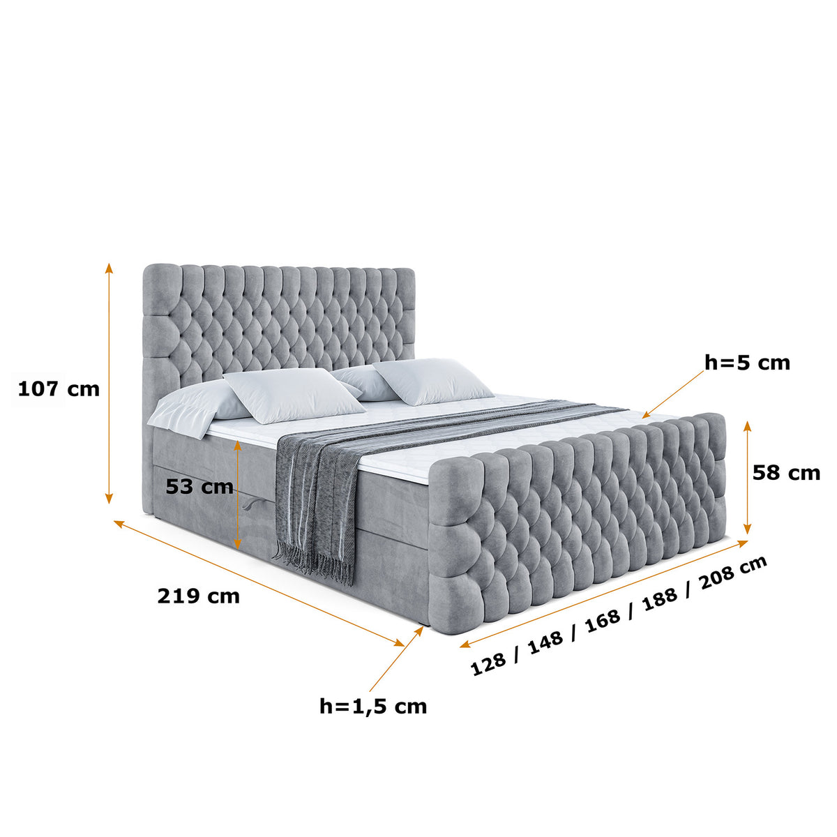 Łóżko boxspring SERENE-Z welur