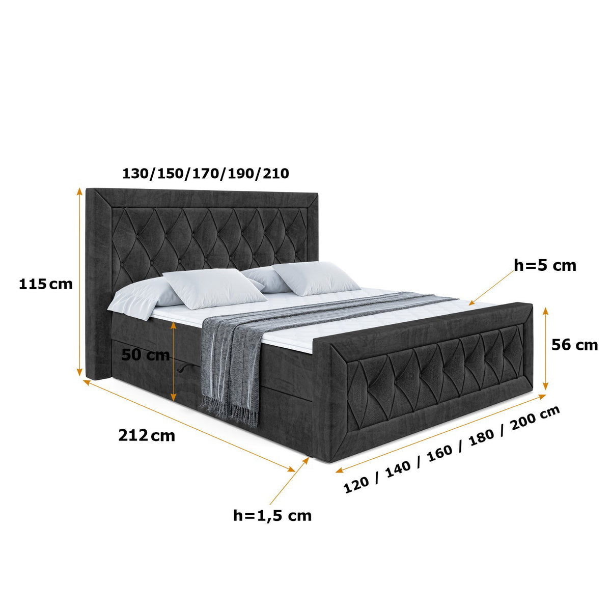 Łóżko boxspring NOEL-Z welur
