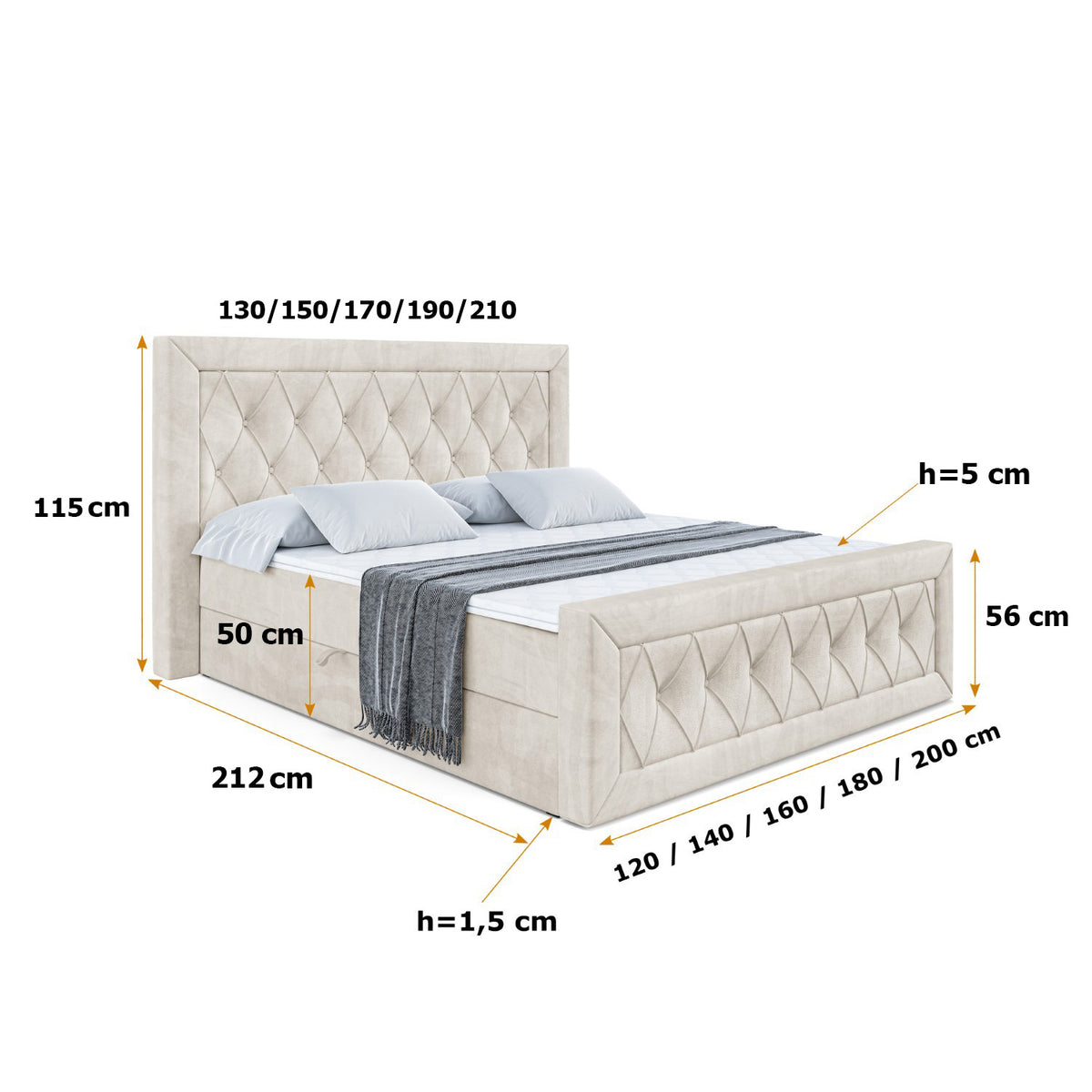 Łóżko boxspring NOEL-Z welur
