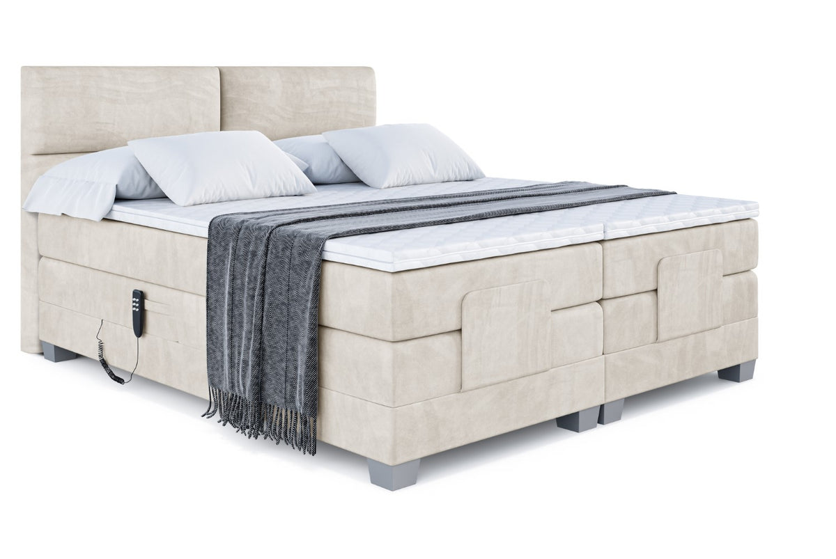 Boxspringbett MAYA EL Samt, Beige - Casablanca 2301 / 140x200 cm