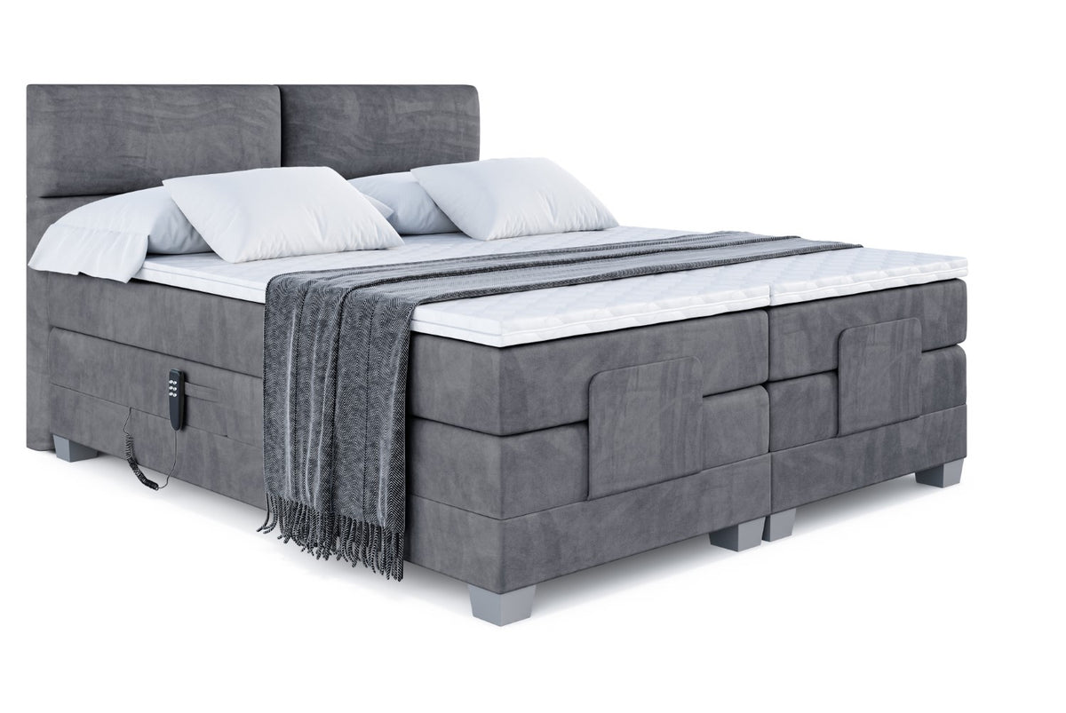 Boxspringbett MAYA EL Samt, Dunkelgrau - Casablanca 2315 / 140x200 cm