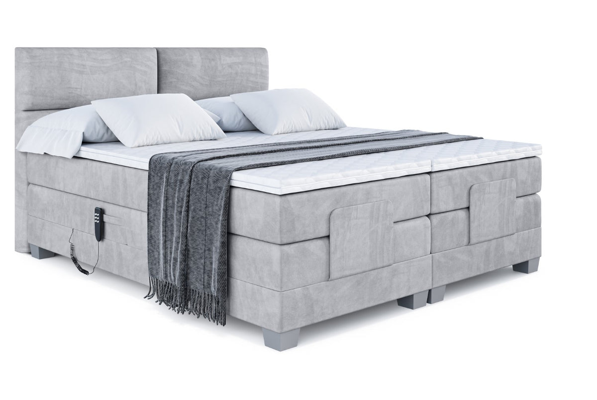 Boxspringbett MAYA EL Samt, Grau - Monolith 84 / 140x200 cm
