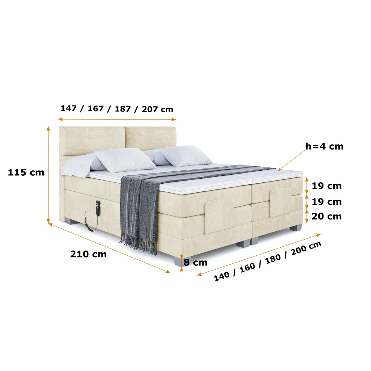 Boxspringbett MAYA EL Samt