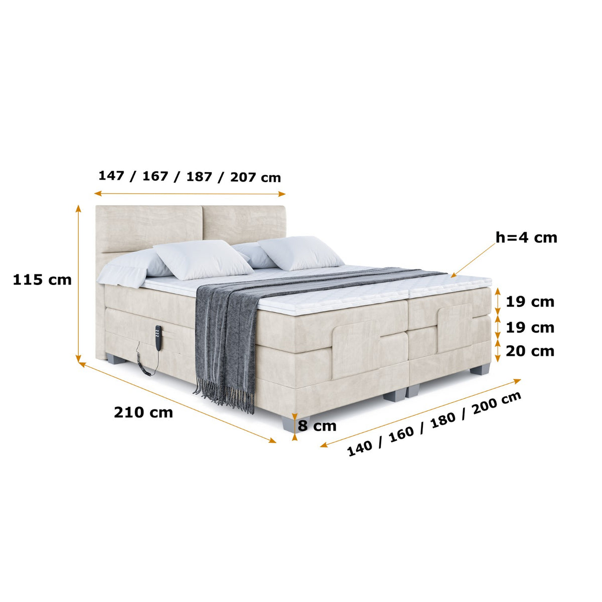 Boxspringbett MAYA EL Samt