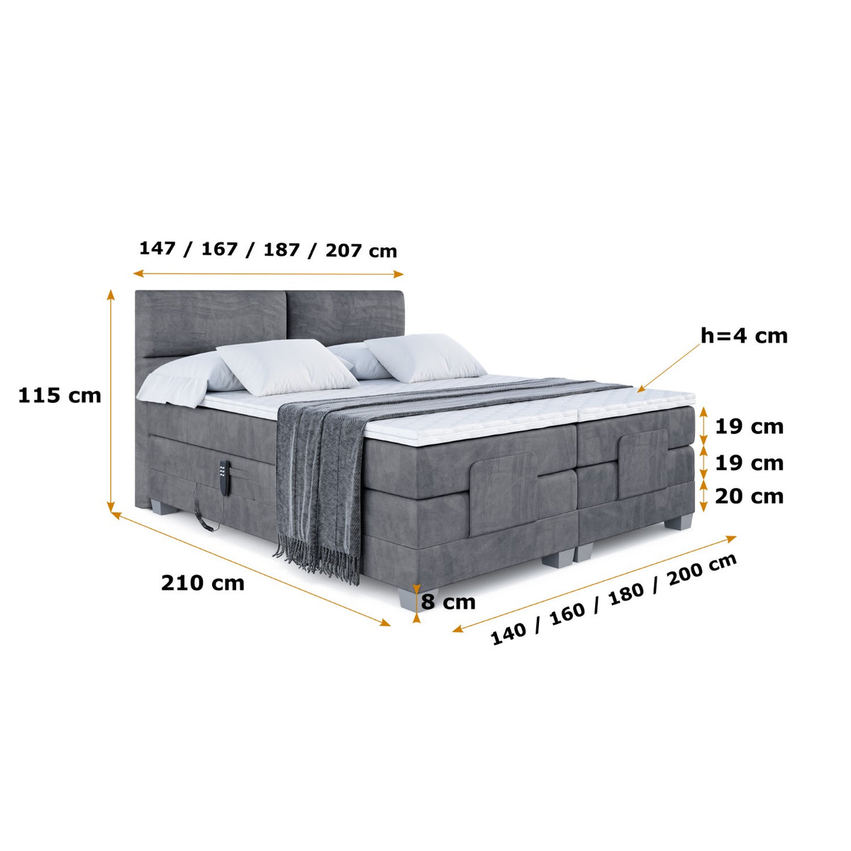 Boxspringbett MAYA EL Samt