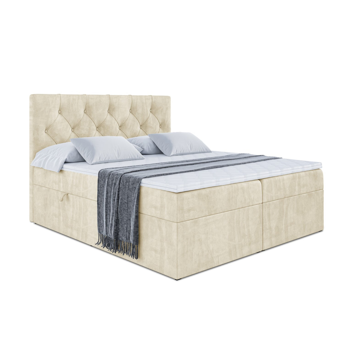 Łóżko boxspring MIRAGE welur, Beżowy - Monolith 04 / 120x200 cm / H4