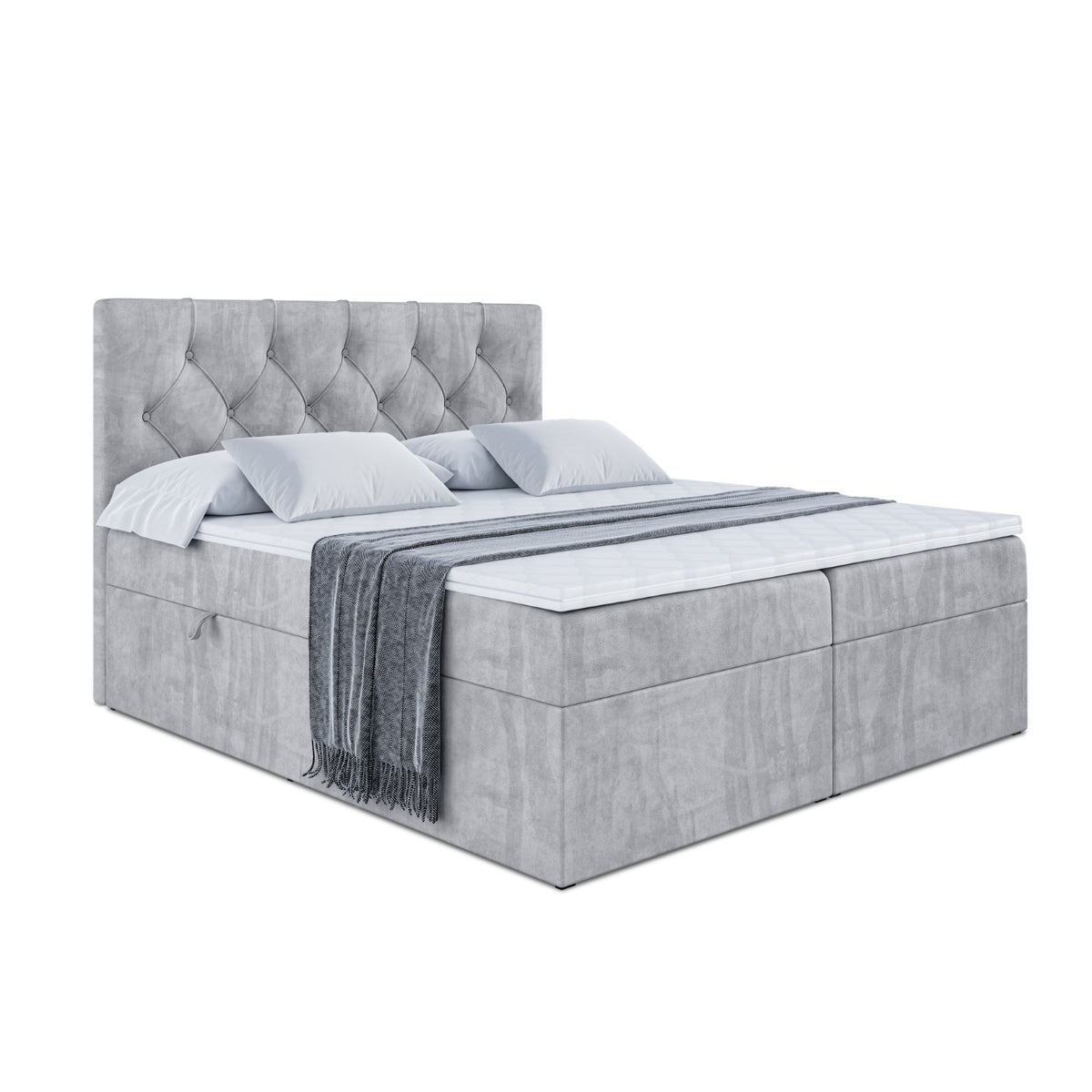 Łóżko boxspring MIRAGE welur, Szary - Monolith 84 / 120x200 cm / H3