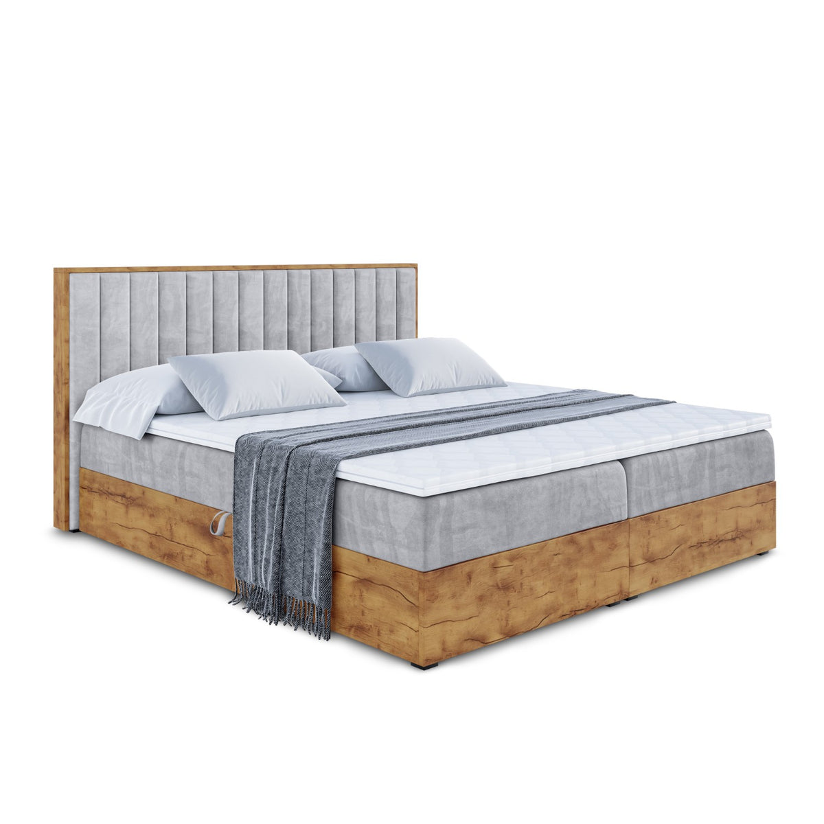 Łóżko boxspring LOLLI 4 welur, Szary - Monolith 84 / 120x200 cm / H3