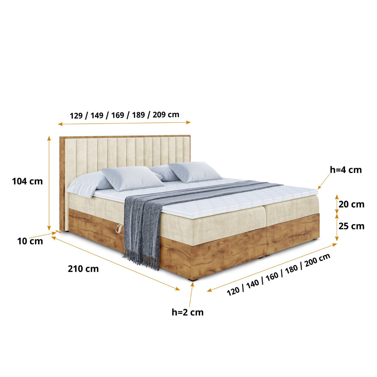 Łóżko boxspring LOLLI 4 welur
