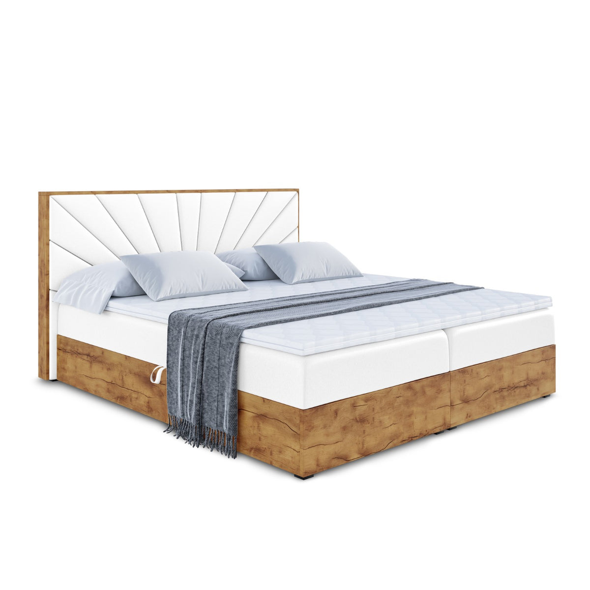 Boxbett LOLLI 6 Kunstleder, Weiß - Soft 17 / 120x200 cm / H4