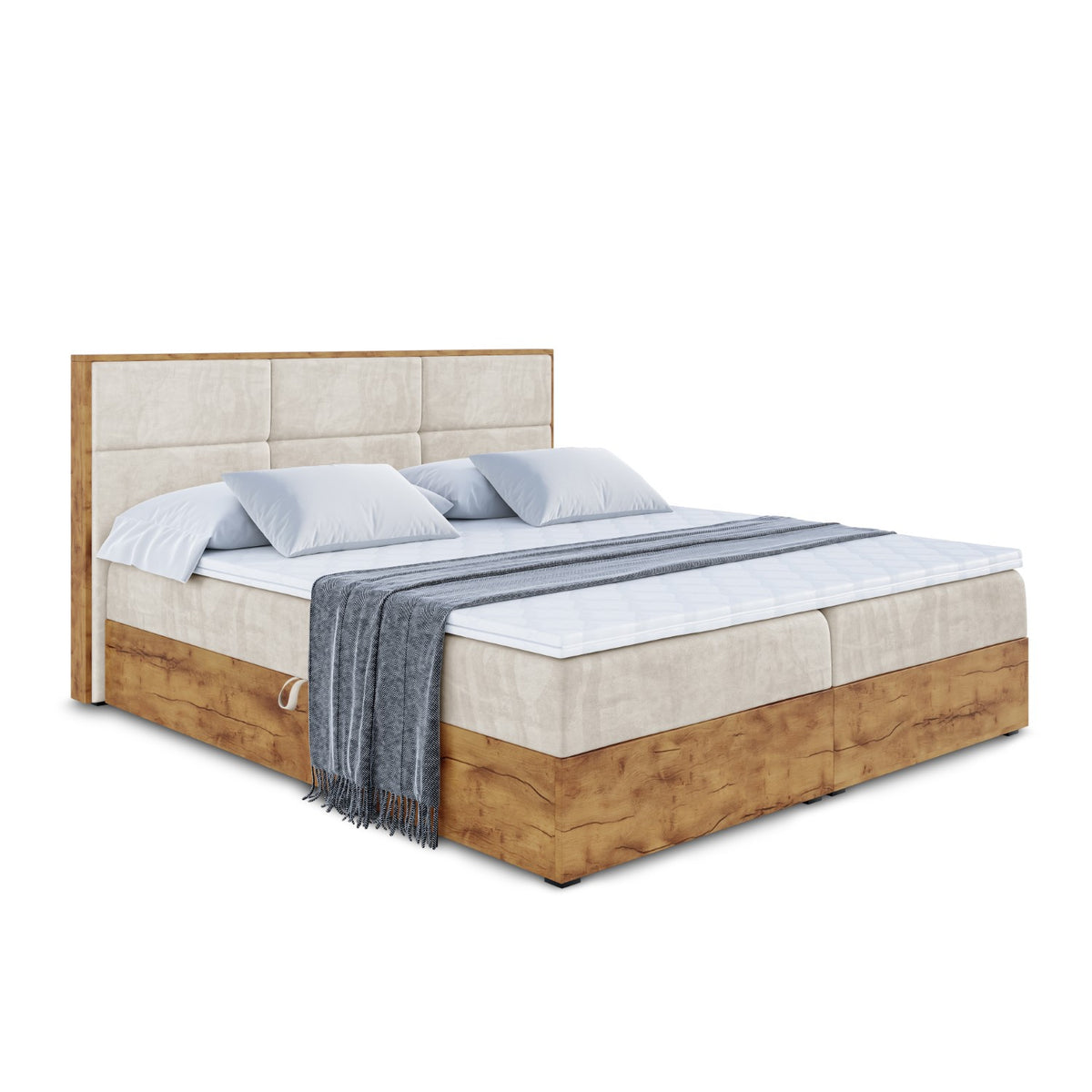 Łóżko boxspring LOLLI 1 welur, Beżowy - Casablanca 2301 / 120x200 cm / H3