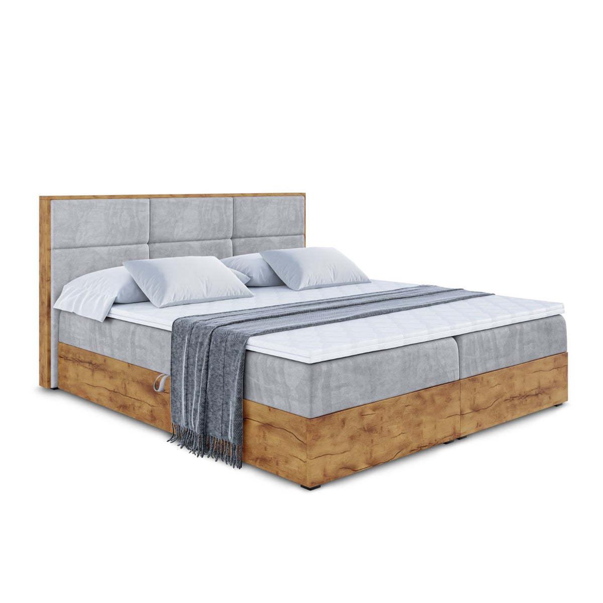 Łóżko boxspring LOLLI 1 welur, Szary - Monolith 84 / 120x200 cm / H4