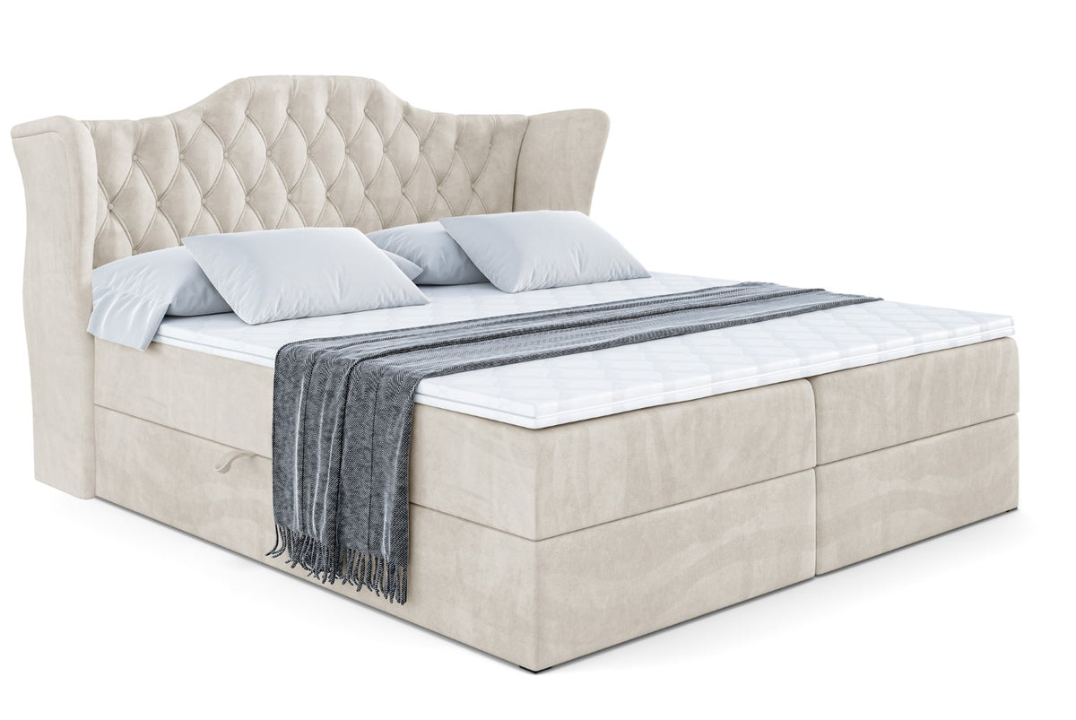 Łóżko boxspring VILA welur, Beżowy - Casablanca 2301 / 120x200 cm / H4