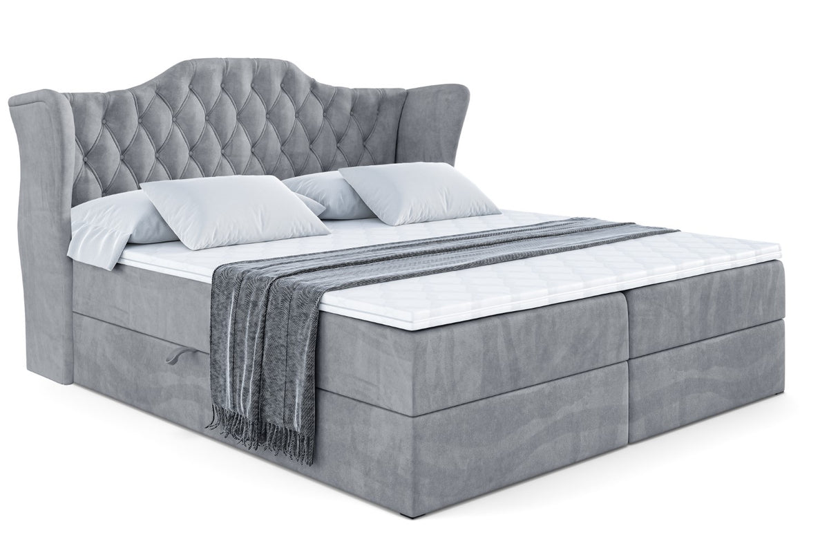Łóżko boxspring VILA welur, Szary - Casablanca 2314 / 120x200 cm / H4