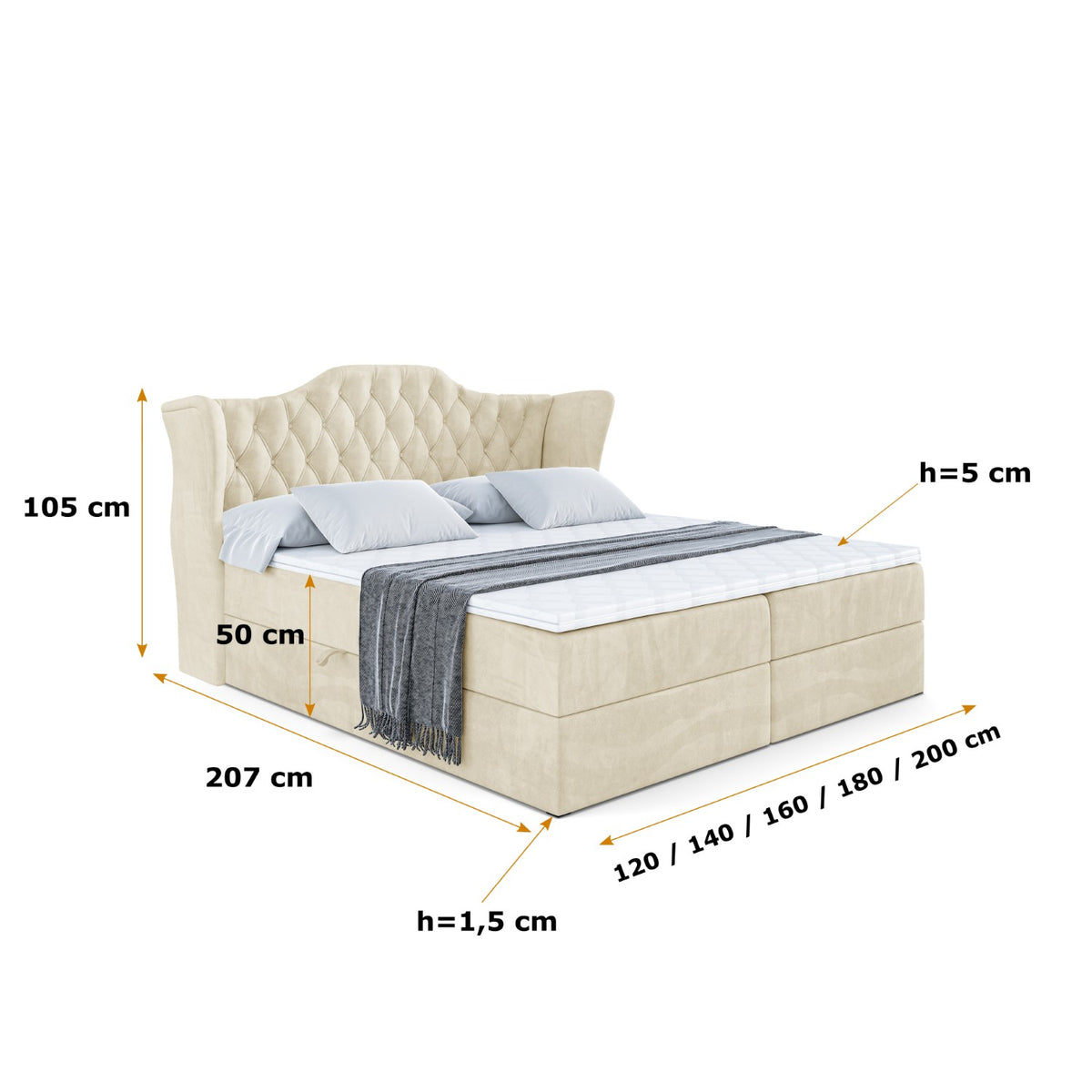 Łóżko boxspring VILA welur
