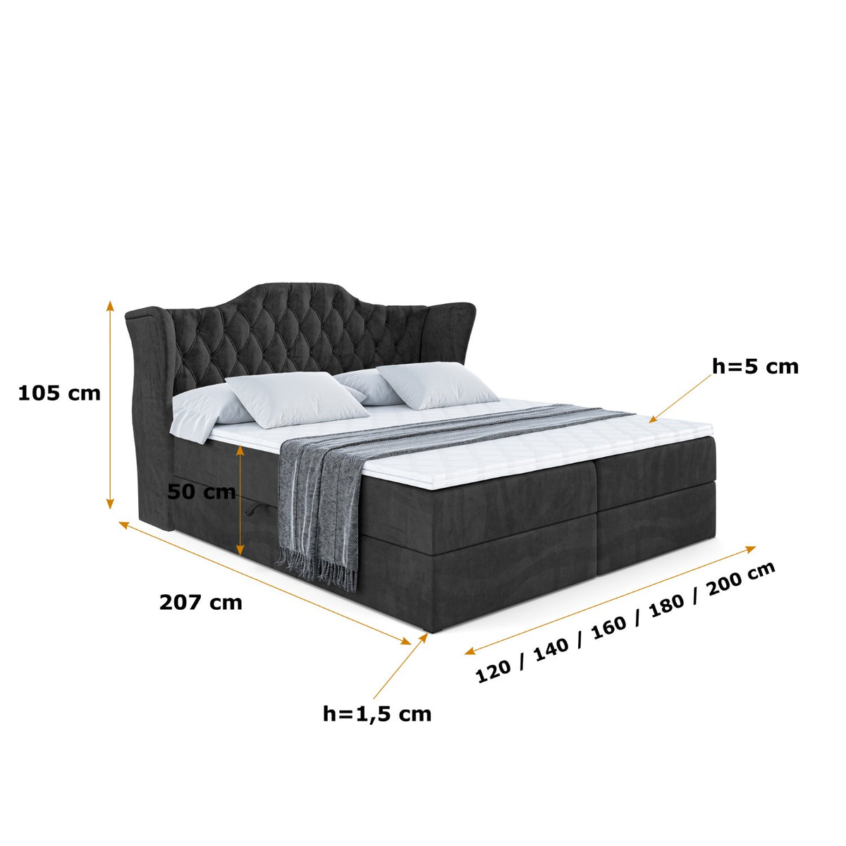 Łóżko boxspring VILA welur