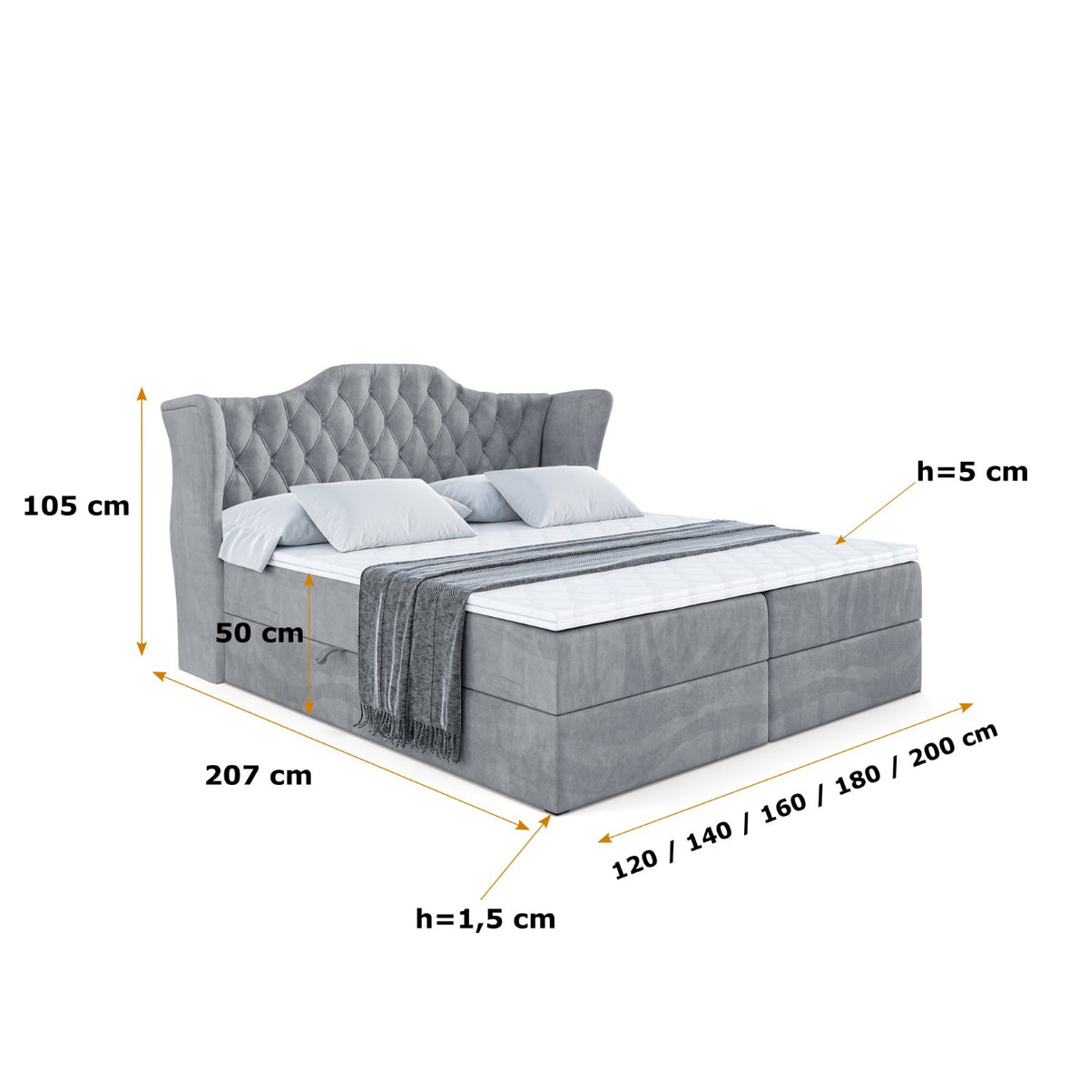 Łóżko boxspring VILA welur