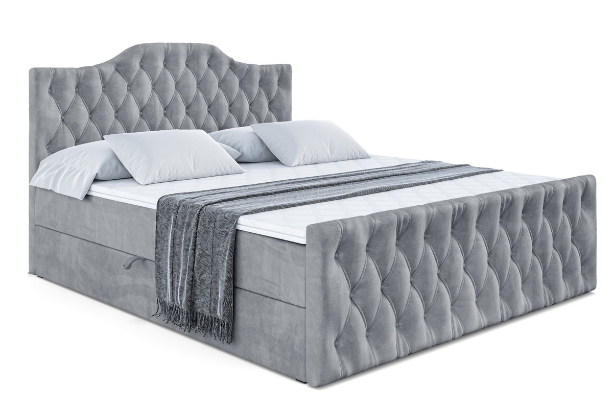 Łóżko boxspring VILA-1-Z welur, Szary - Casablanca 2314 / 120x200 cm / H3