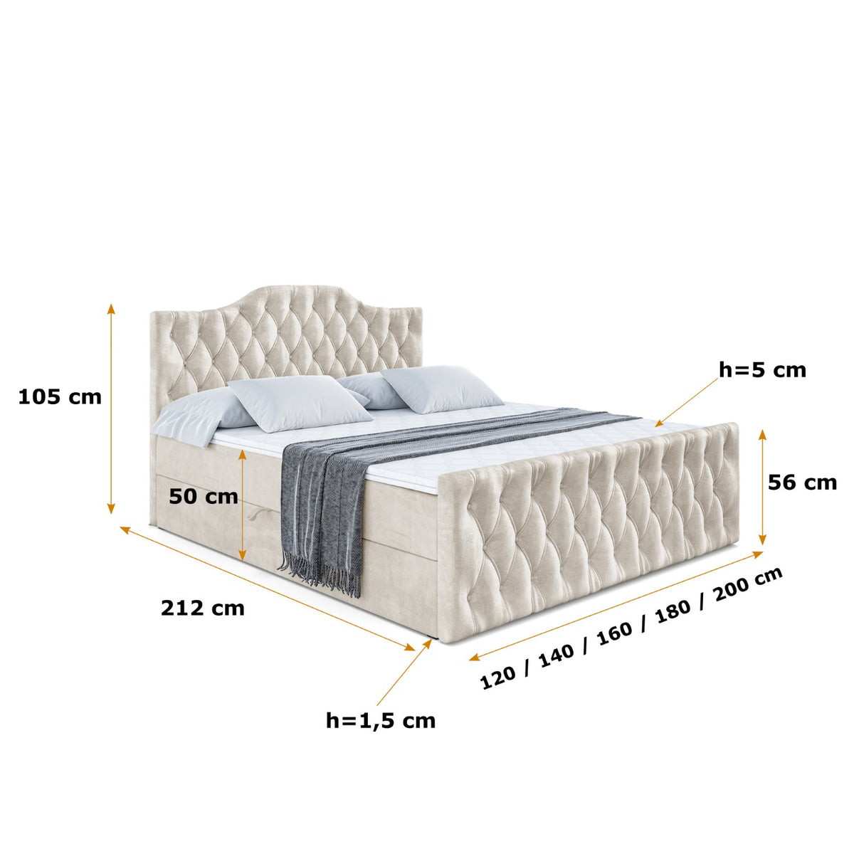 Łóżko boxspring VILA-1-Z welur