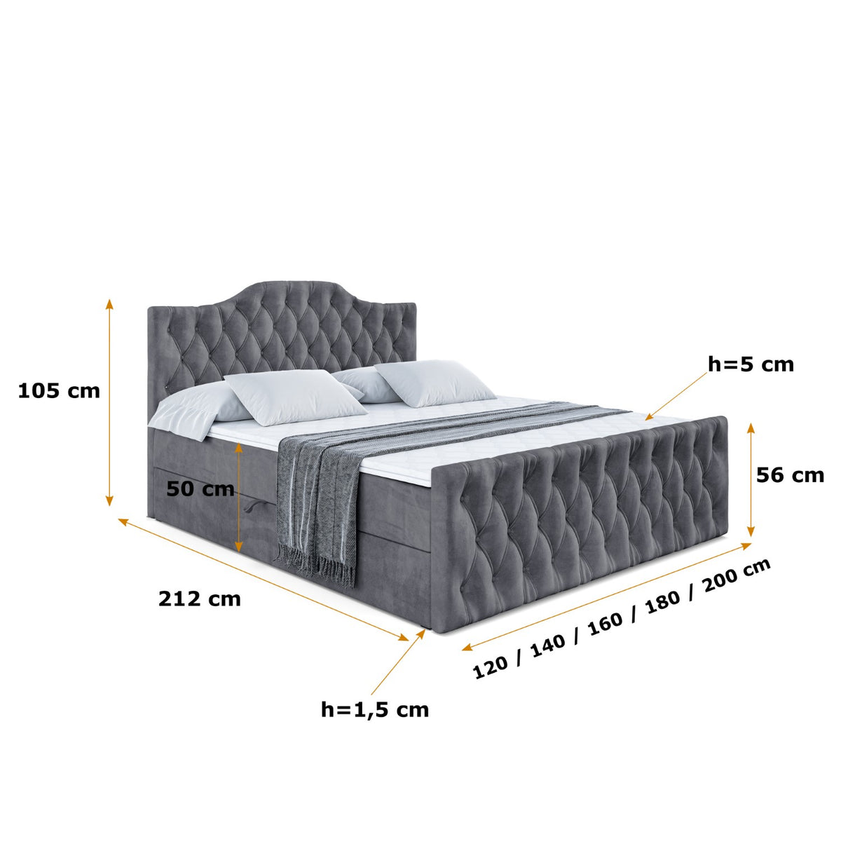 Łóżko boxspring VILA-1-Z welur