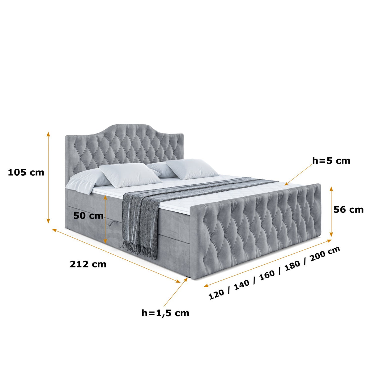 Łóżko boxspring VILA-1-Z welur