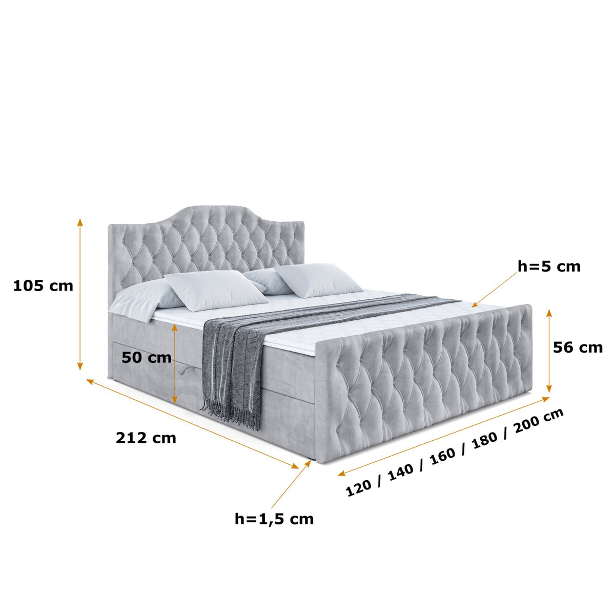 Łóżko boxspring VILA-1-Z welur