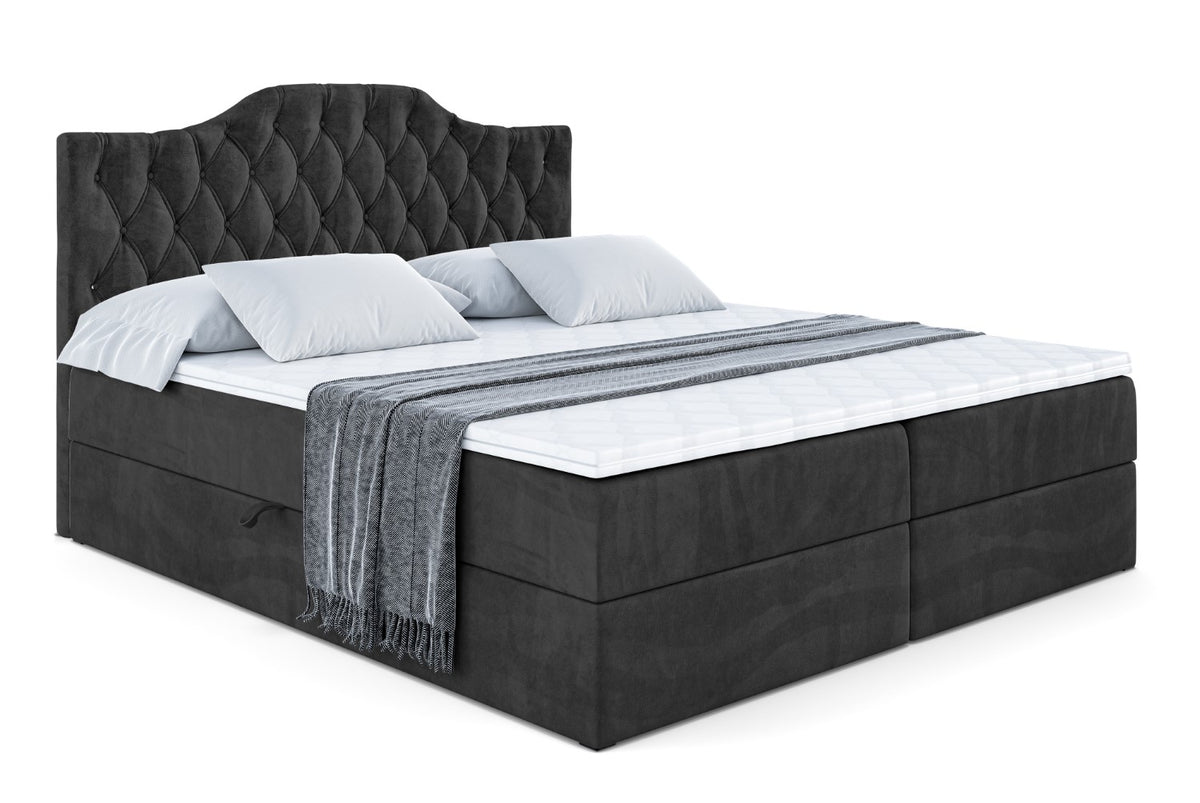 Łóżko boxspring VILA-1 welur, Czarny - Casablanca 2316 / 120x200 cm / H4