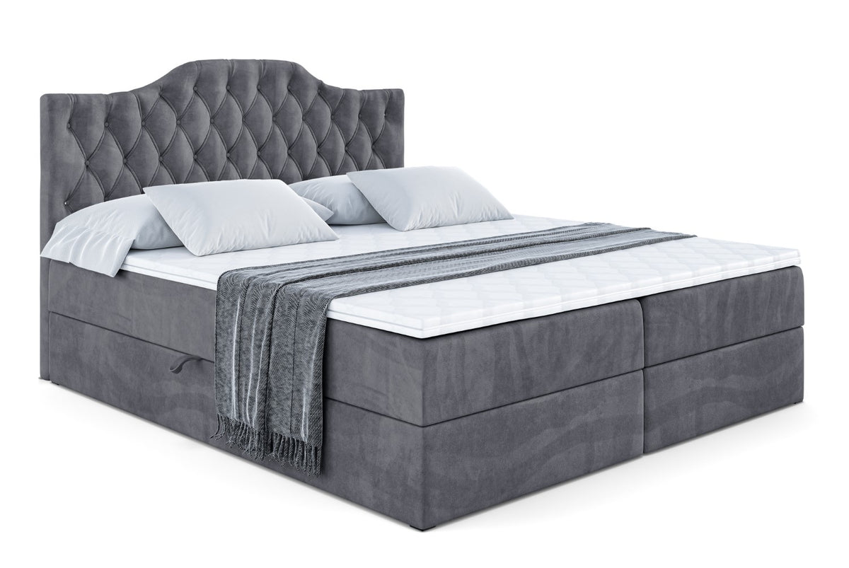 Łóżko boxspring VILA-1 welur, Ciemnoszary - Casablanca 2315 / 120x200 cm / H4