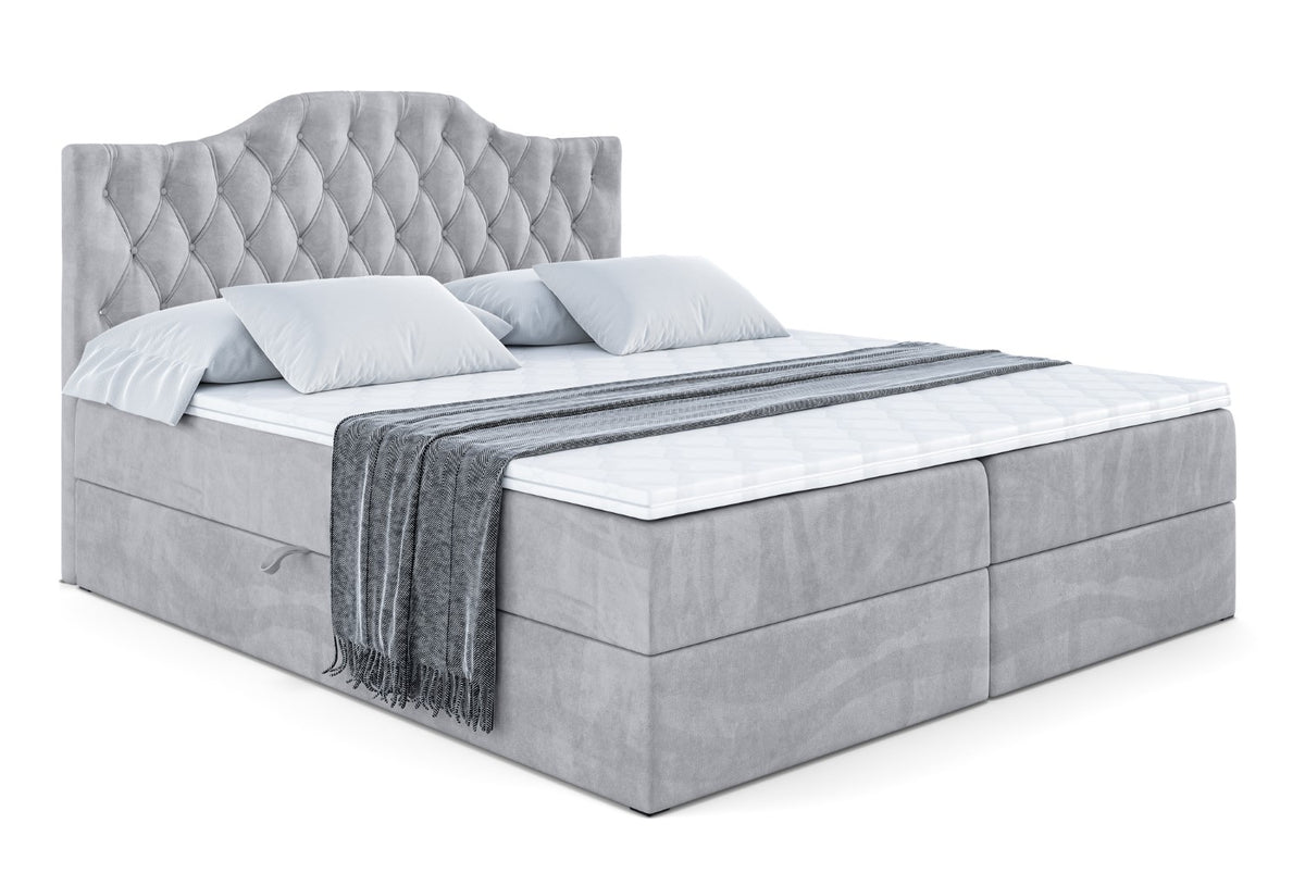 Łóżko boxspring VILA-1 welur, Szary - Monolith 84 / 120x200 cm / H4