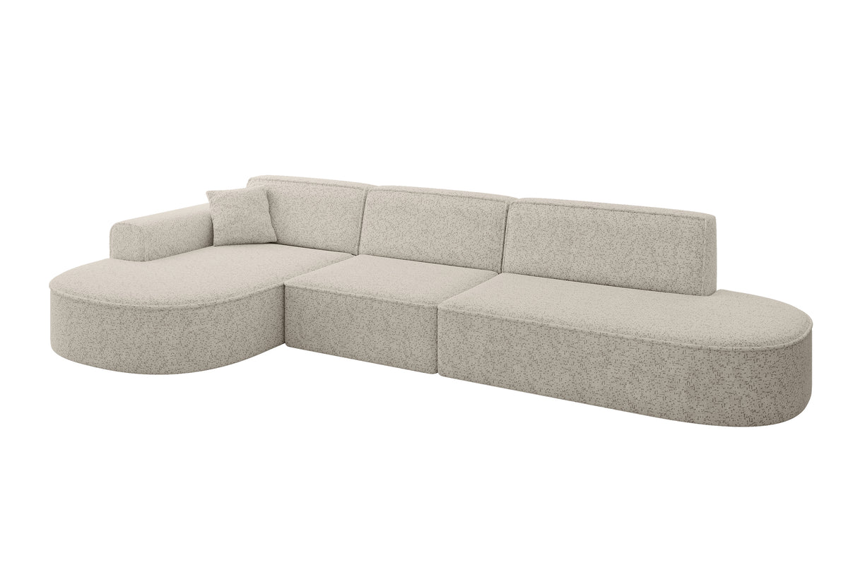 Ecksofa MARI-L2 Chenille, Beige - Bosco 08 / Ottomane Links / Ohne Schlaffunktion