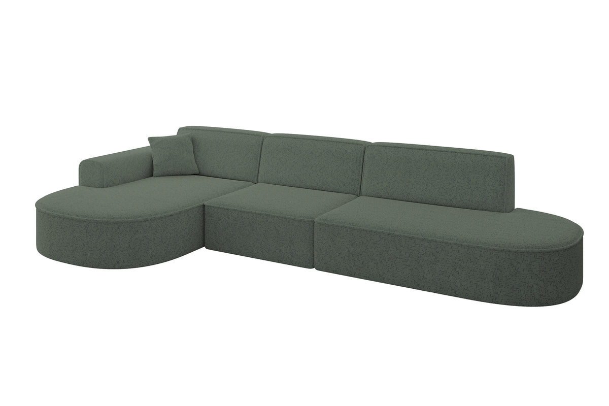 Ecksofa MARI-L2 Chenille, Grün - Bosco 35 / Ottomane Links / Ohne Schlaffunktion
