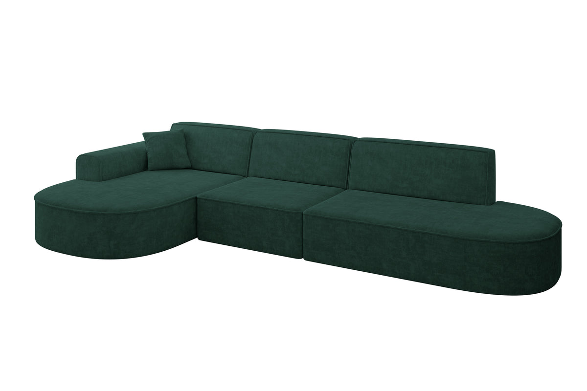 Narożnik MARI-L2 welur, Zielony - Dream Velvet 202.31 / Otomana z lewej / Bez funkcji spania