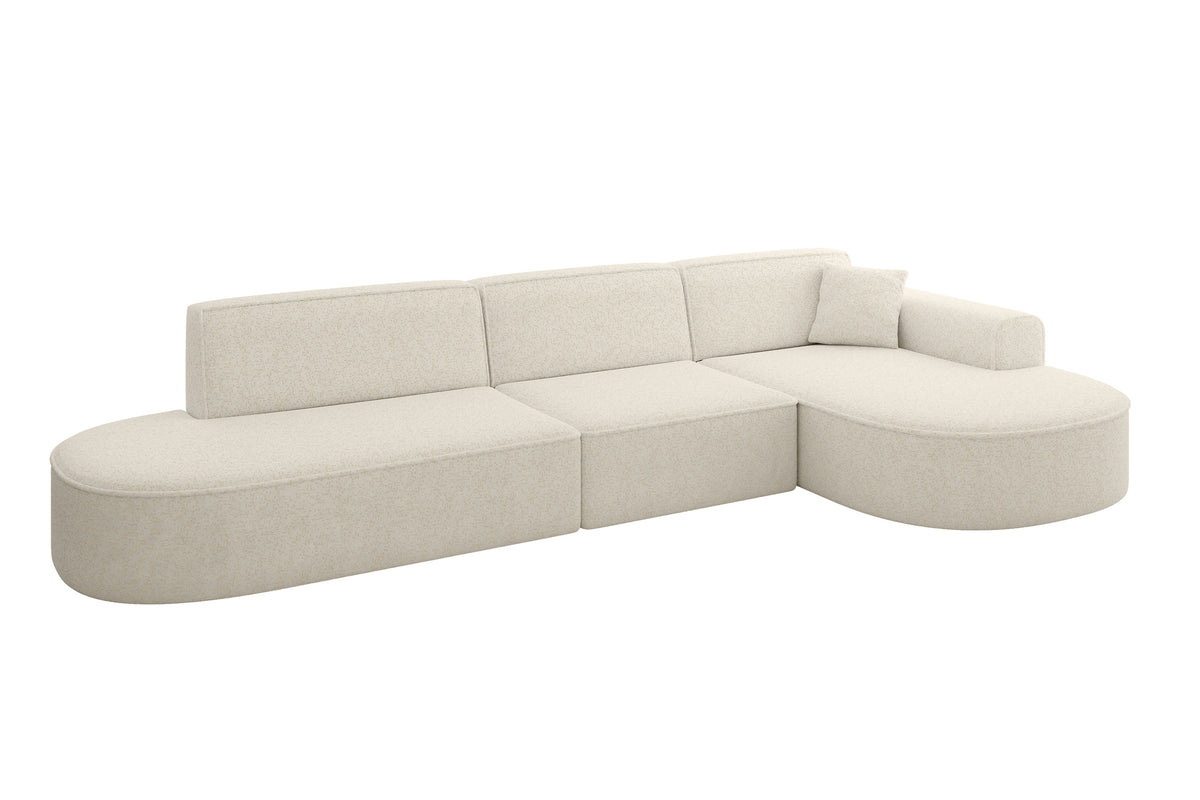 Ecksofa MARI-L2 Chenille, Creme - Bosco 04 / Ottomane Rechts / Ohne Schlaffunktion