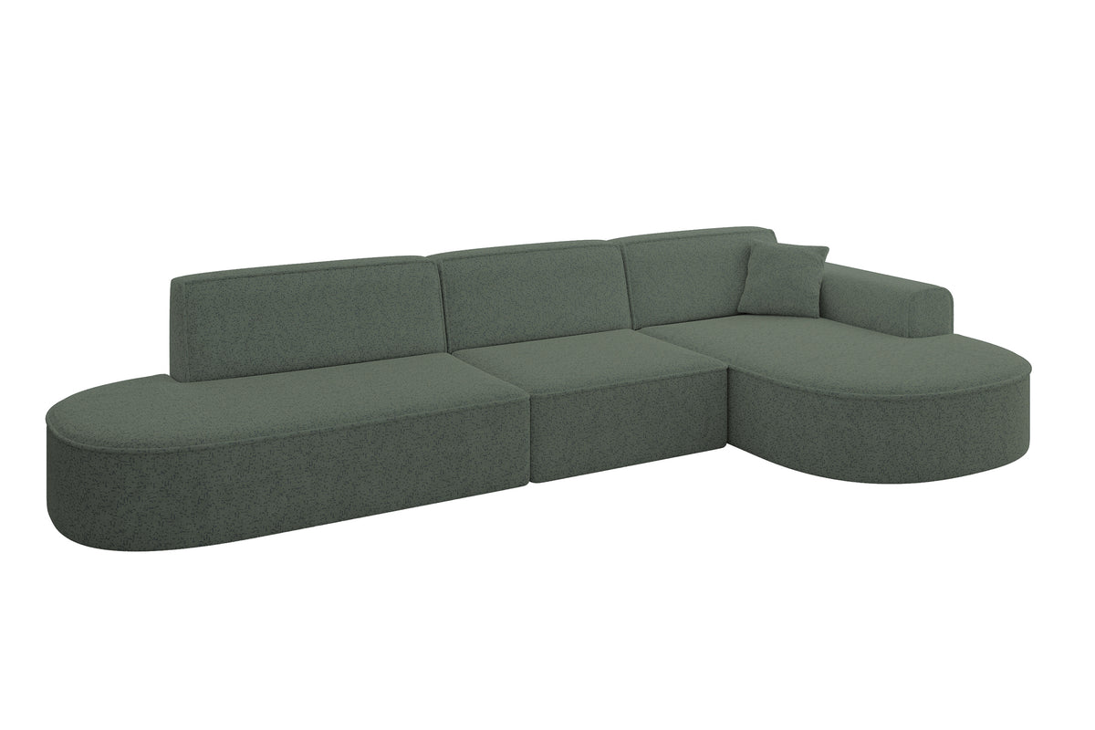 Ecksofa MARI-L2 Chenille, Grün - Bosco 35 / Ottomane Rechts / Ohne Schlaffunktion