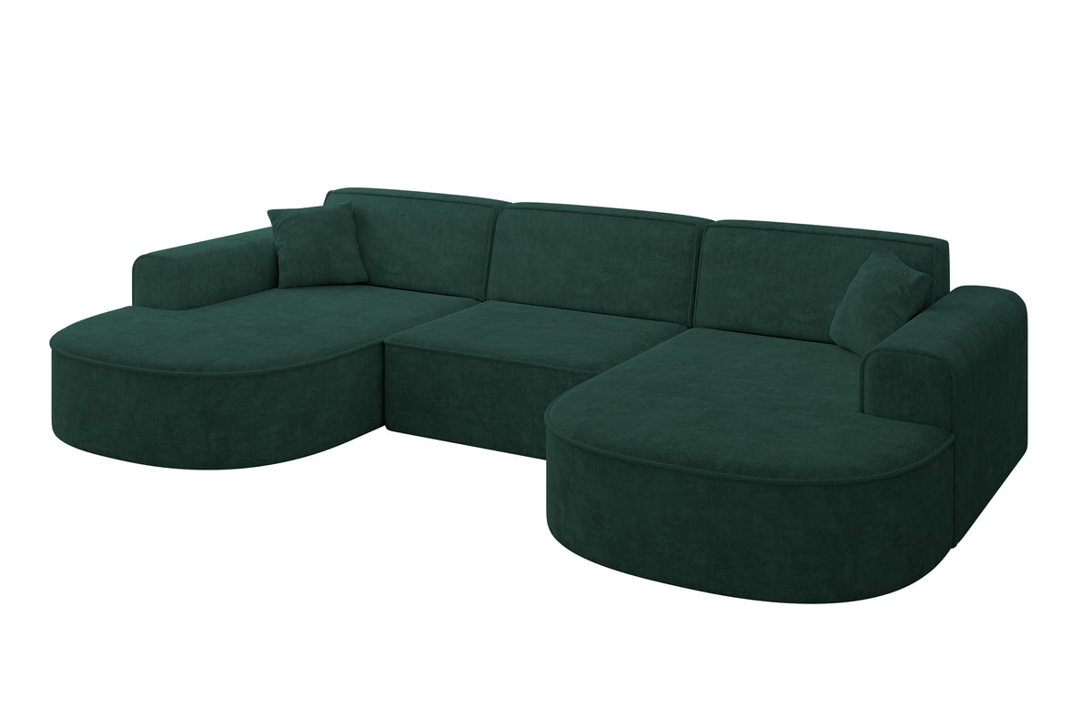 Wohnlandschaft MARI-U1 Samt, Grün - Dream Velvet 202.31 / U-Form / Ohne Schlaffunktion