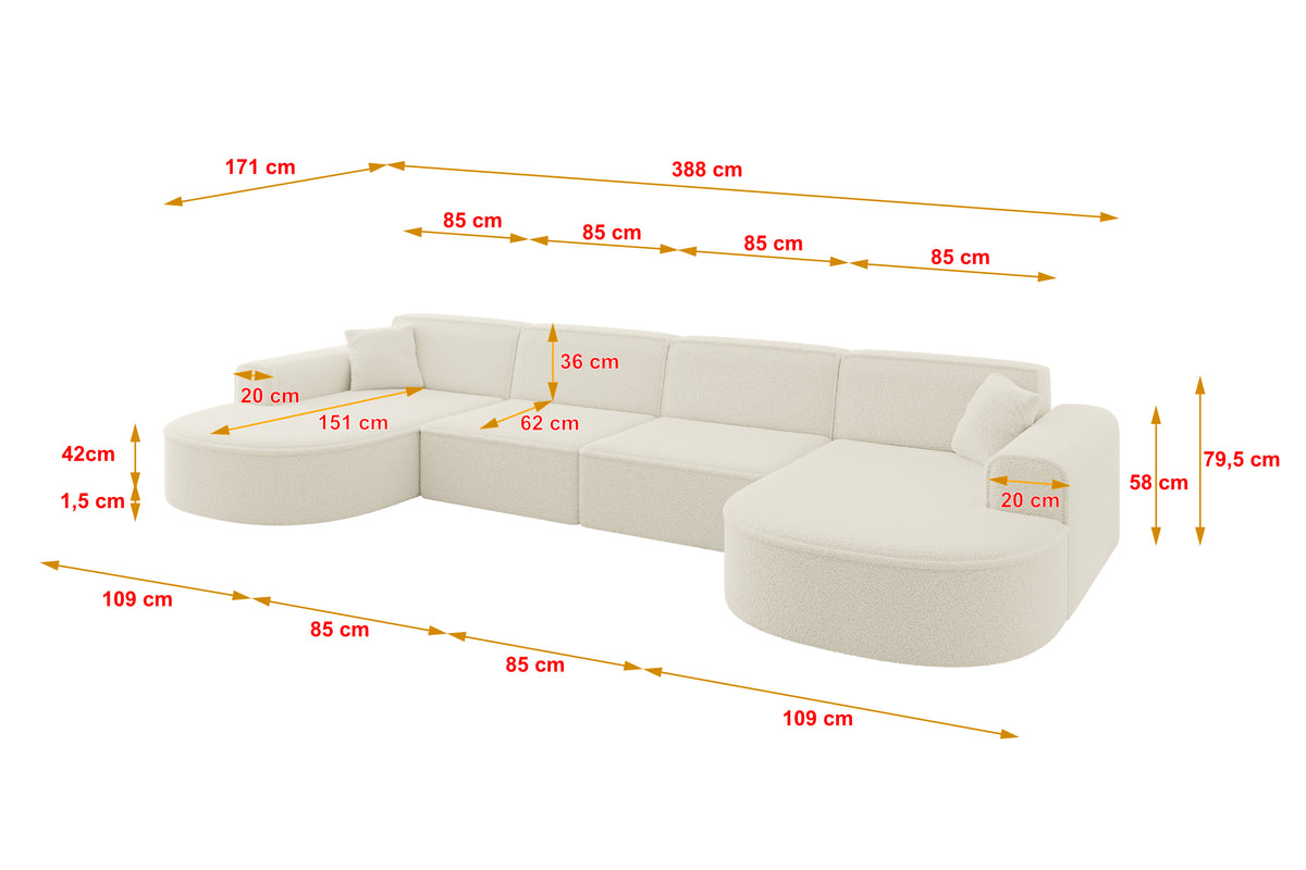Wohnlandschaft MARI-U2 Bouclé