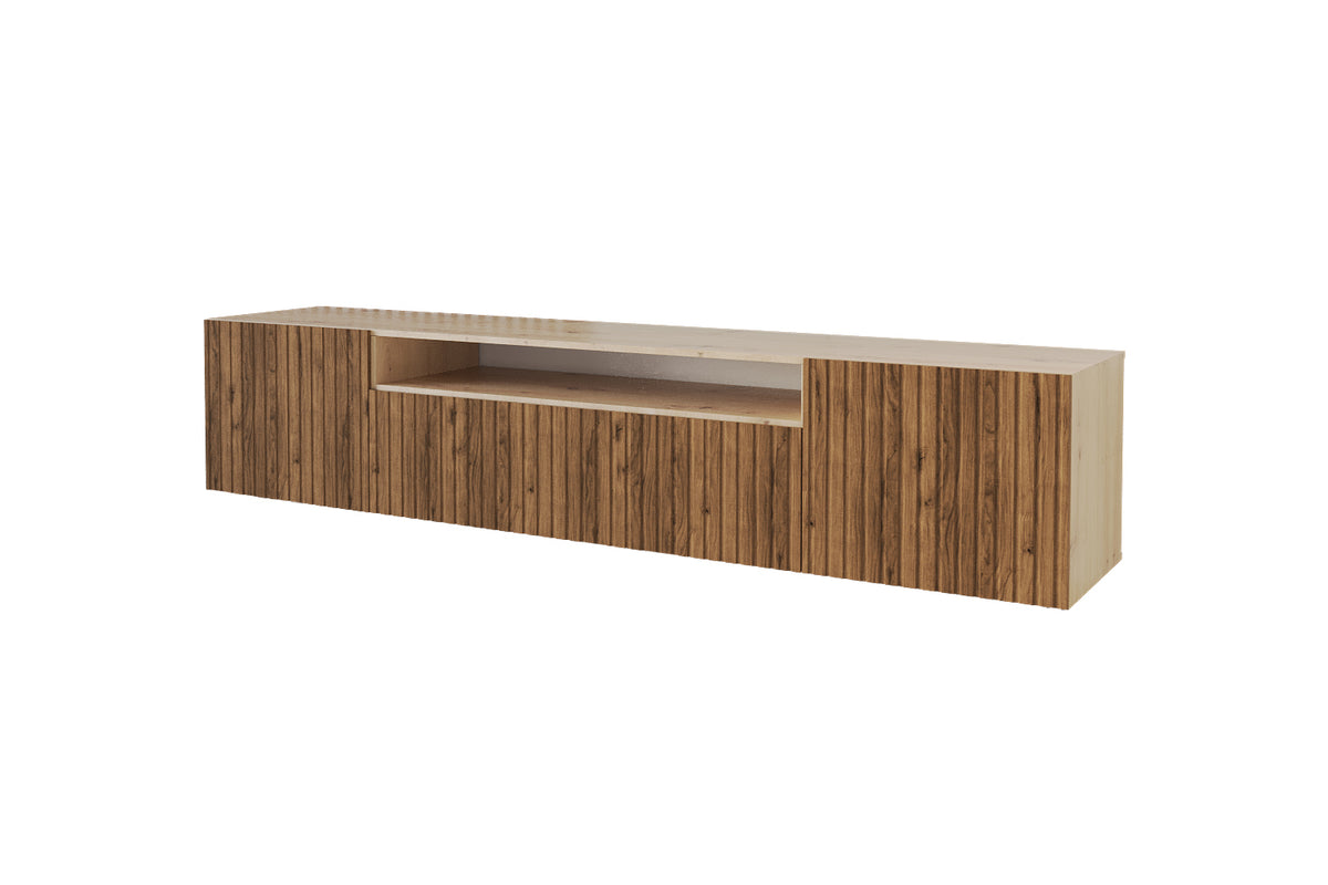 Szafka RTV KITO otwarta, Dąb Artisan/Katania / 200 cm / Wiszący