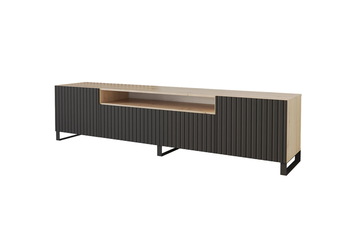 Szafka RTV KITO otwarta, Dąb Artisan/Czarny / 200 cm / Stojący