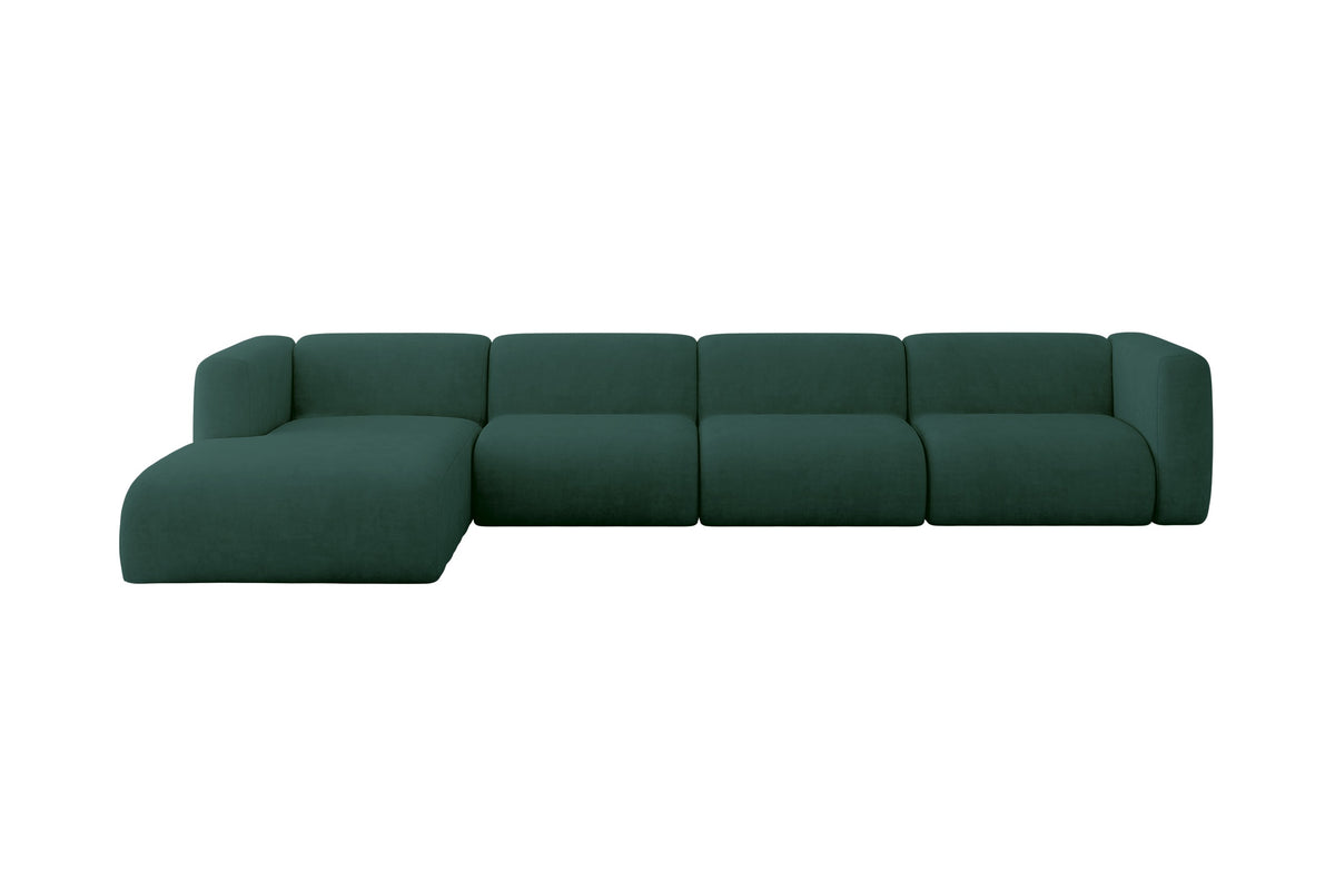 Narożnik MIRA-L3 welur, Zielony - Dream Velvet 202.31 / Otomana z lewej / Bez funkcji spania