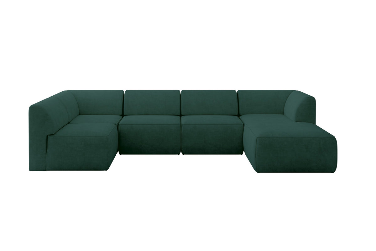 Ecksofa MOVA Samt, Grün - Dream Velvet 202.31 / Ottomane Rechts / Ohne Schlaffunktion