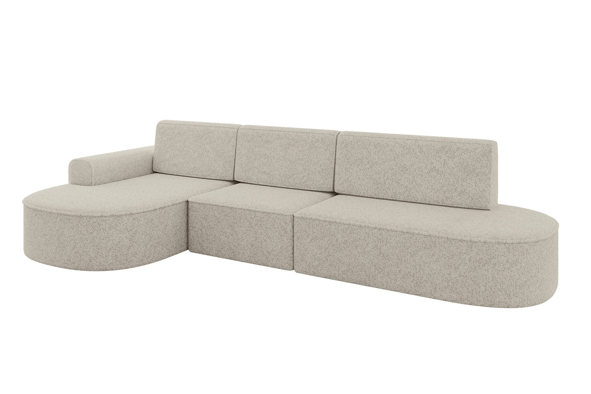 Ecksofa MARI-L2 Chenille, Beige - Bosco 08 / Ottomane Links / Mit Schlaffunktion