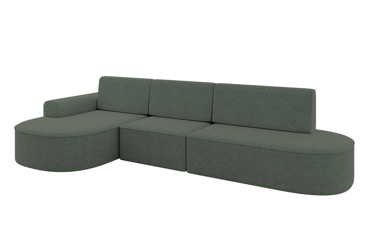 Ecksofa MARI-L2 Chenille, Grün - Bosco 35 / Ottomane Links / Mit Schlaffunktion