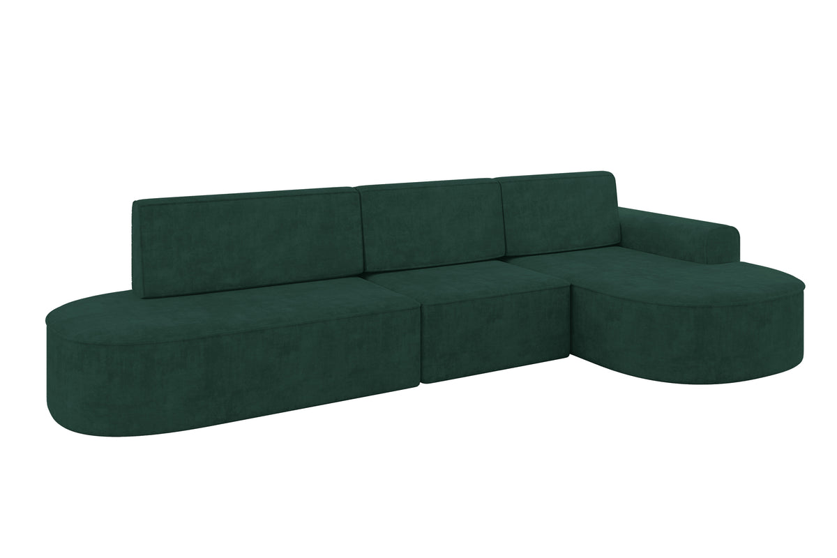 Narożnik MARI-L2 welur, Zielony - Dream Velvet 202.31 / Otomana z prawej / Z funkcją spania
